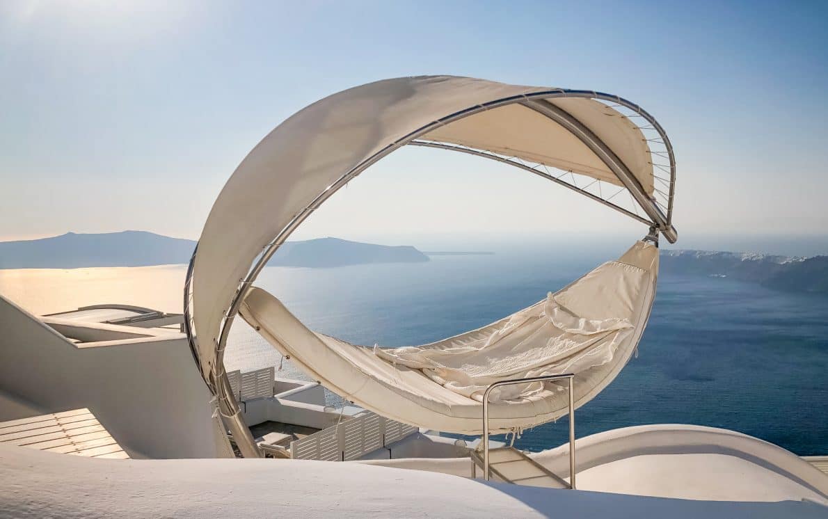 lounge bed ocean views imerovigli santorini greece