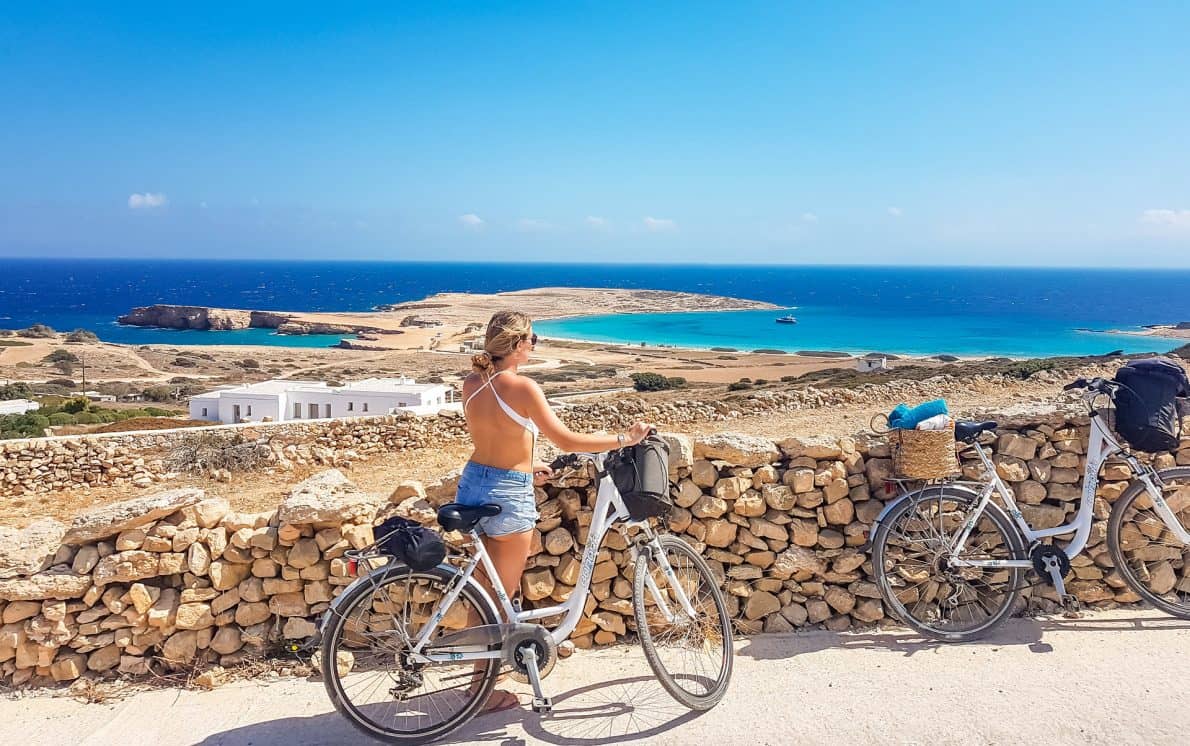 pori beach blue water bicycles koufonisi koufonissia greece
