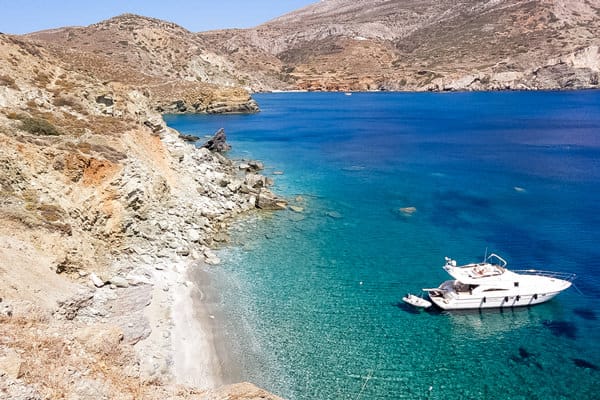 view over papalagi beach folegandros greece