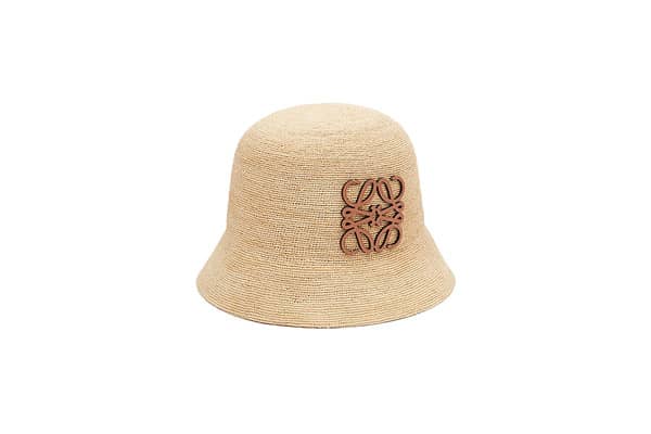Loewe Paula Ibiza Anagram leather-trimmed raffia bucket hat @lemonytravels