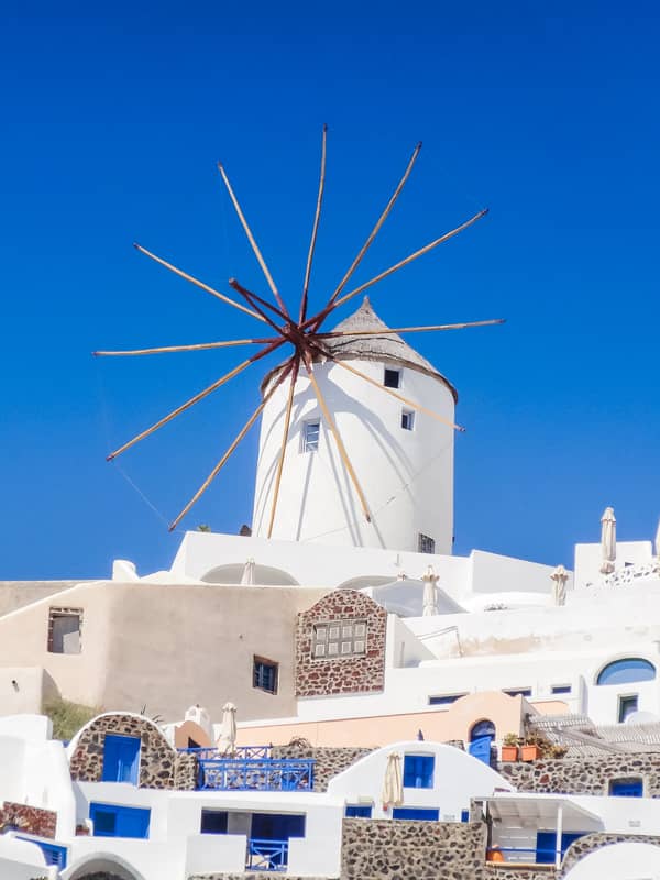 windmill oia santorini greece